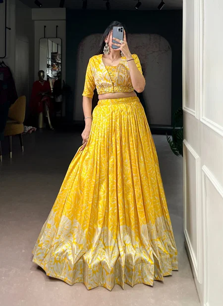 Nnk1127 Tasar Silk With Printed Lehenga With Blouse Koti Bulk Orders In India